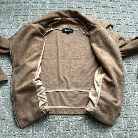 Lulus Suede With Love Moto Zipper Jacket Womens Size Large Biker Zipper Fall - Picture 6 of 11